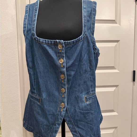 LOFT Tops - LOFT Blue Denim Button-Front Vest